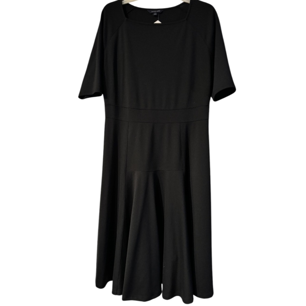 Lands End Elbow Sleeves Flared Skirt Dress